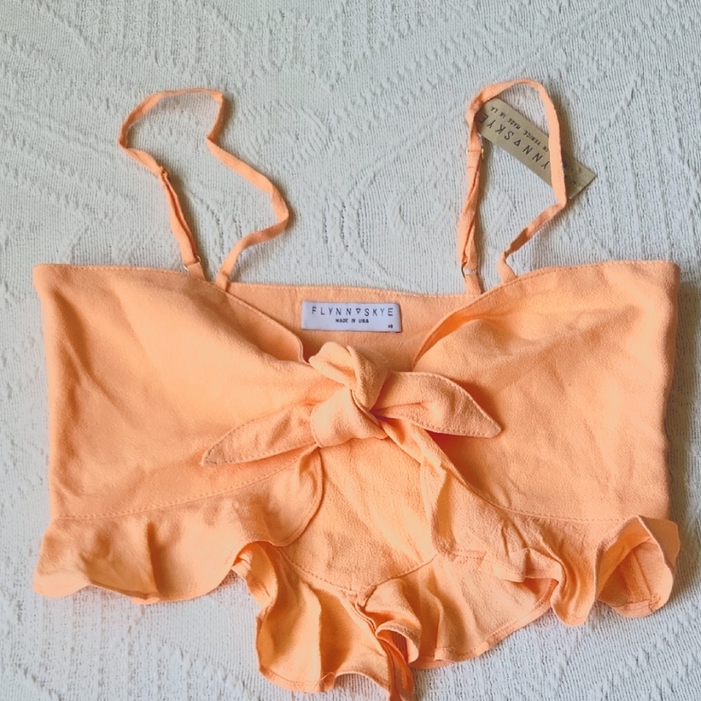 Flynn Skye Peach Camisole with Bow and Ruffles